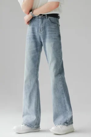 New High Quality Bootcut Jeans for Man Daily Casual Loose Straight Leg Denim Pants Male Fashion Versatile Vintage Trousers