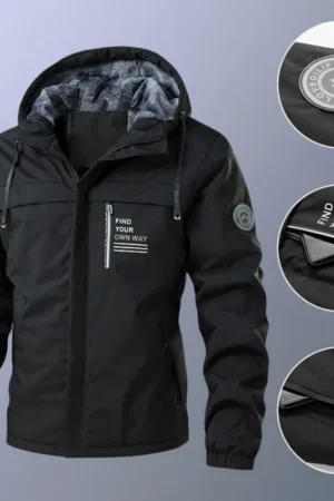 UETEEY Hooded Aviator Jackets for Men Hiking Hunting Windbreaker Thicken Warm Fleece Male Leisure Clothing 2024 Outdoor Workwear