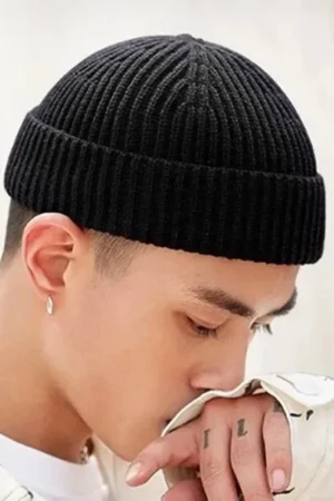 Knitted Hat for Men & Women Caps Wool Fashion Simple Warm Skullies Beanies Solid Autumn Winter Beanie Cap Trendy Style