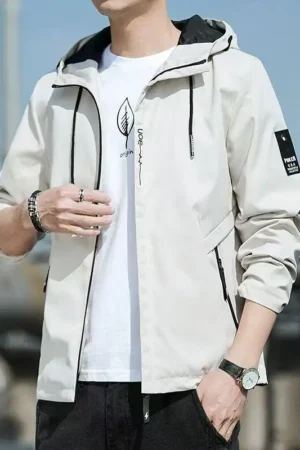 2025 Spring and Autumn New Men Fashion Zipper Hooded Jacket High Quality Windproof and Waterproof Outdoor Comfortable Coat