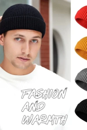Knitted Hat for Men & Women Caps Wool Fashion Simple Warm Skullies Beanies Solid Autumn Winter Beanie Cap Trendy Style