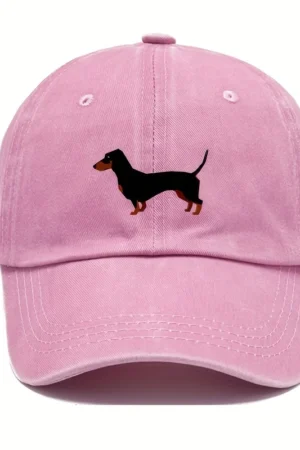 Retro dachshund baseball cap for both men and women, adjustable and cute cartoon design suitable for sports and casual wear