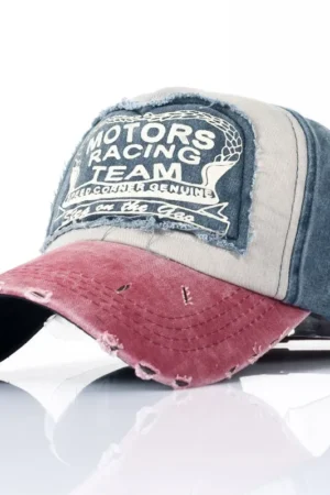 MOTOS Fashion Patchwork Color Washed Denim Baseball Cap Coated Snapback Hip Hop Hat for Outdoor Sun Protection