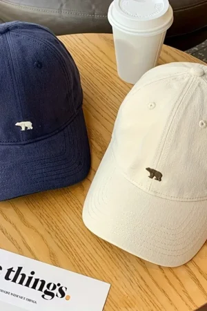 Stylish Bear Embroidered Baseball Cap Sun Protective Breathable Adjustable Ideal Casual Hat Men Women Unisex Baseball Cap